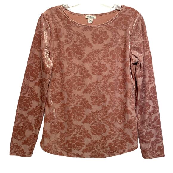 Sundance Delicate Senses Top Womens Small Pink Floral Velvet Burnout Bohemian - Picture 2 of 9